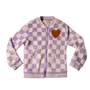 New Btween Lavender and White Checkered Jacket with Gold Sequin Heart